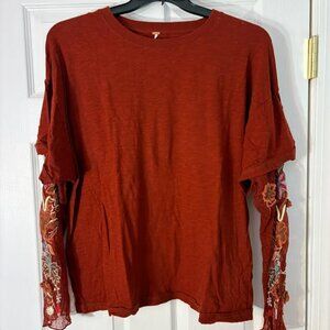 Free People, rust color blouse, long sleeve size L